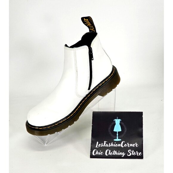 Dr. Martens Big Kid's White Leather Chelsea Boots Size 4 J 117 - Picture 16 of 16